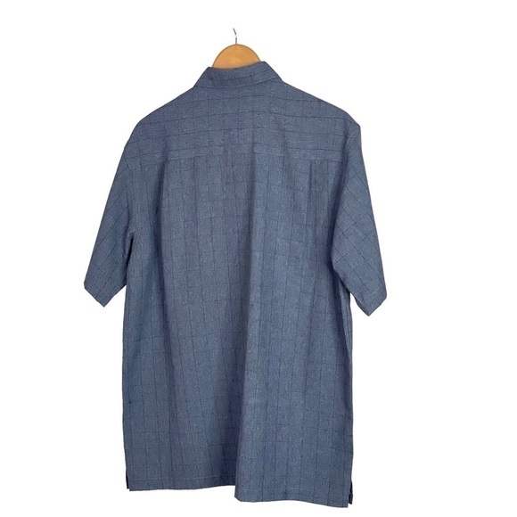 Mens Blue short Sleeve Button Down Shirt - Picture 2 of 7
